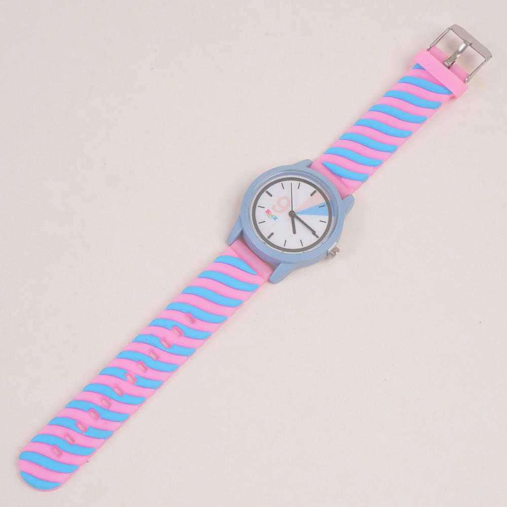 Kids Analogue Watch Cyan Pink