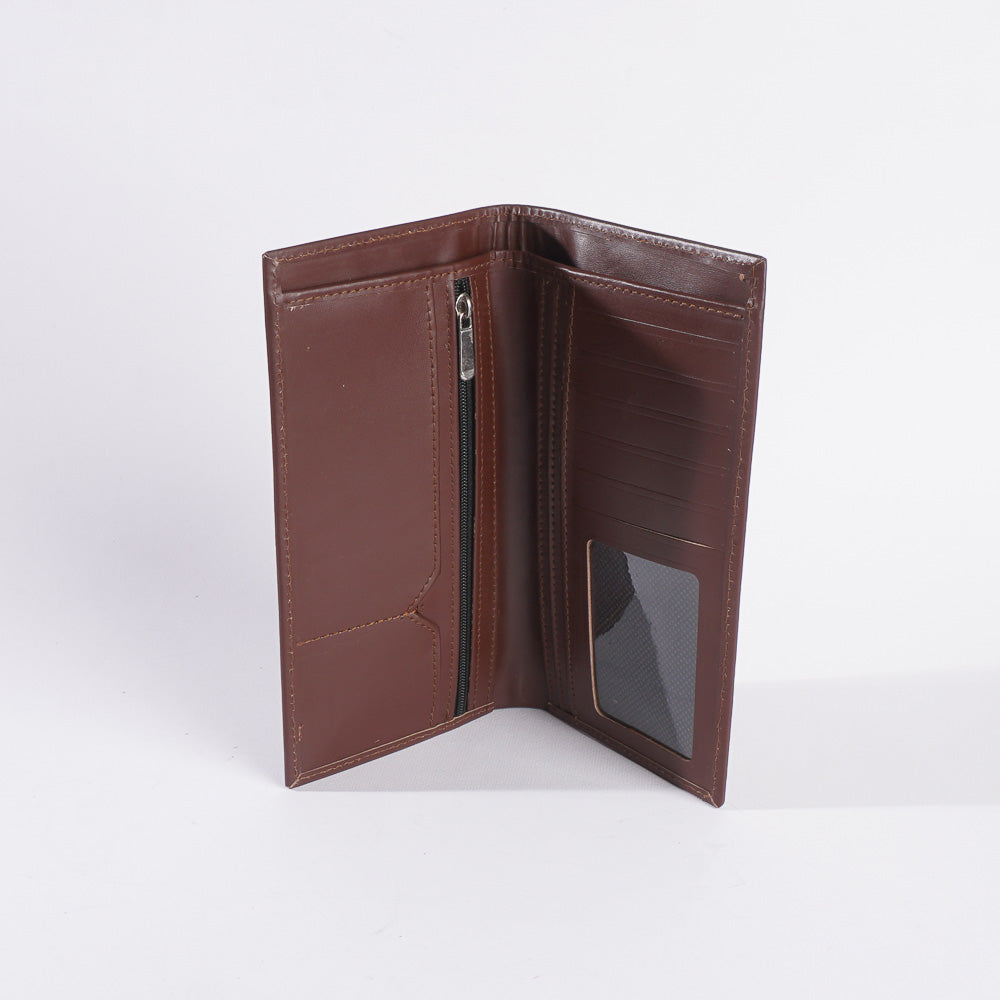 Genuine Leather Bifold Long Travel Wallet Brown