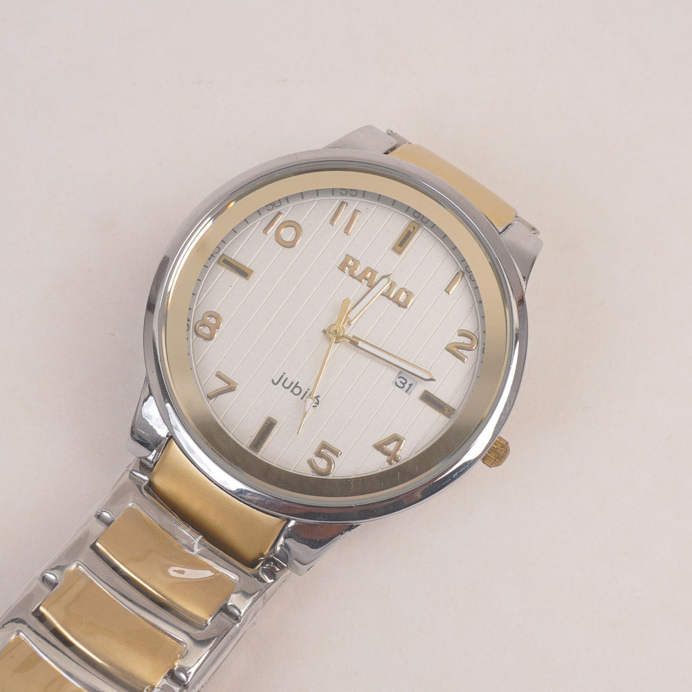 Two Tone Golden Chain Wrist Watch White Dial