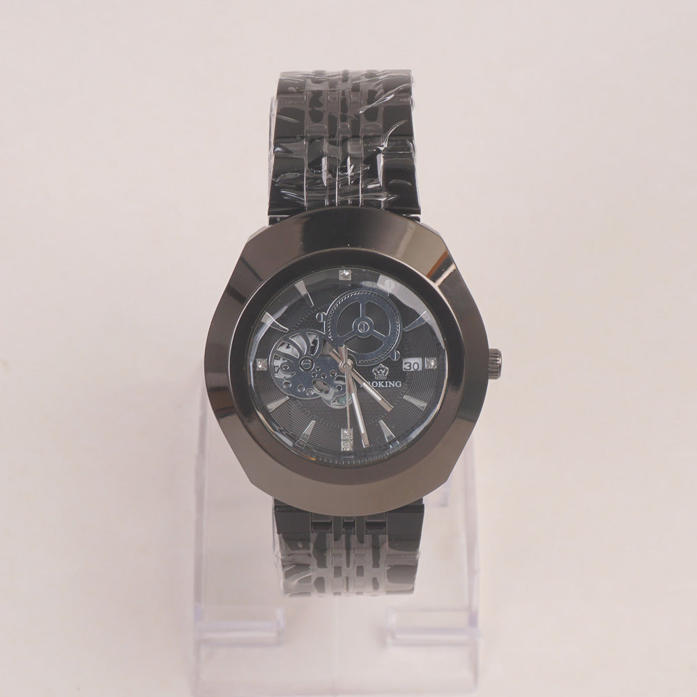 Black Chain Wrist Watch Black Dial