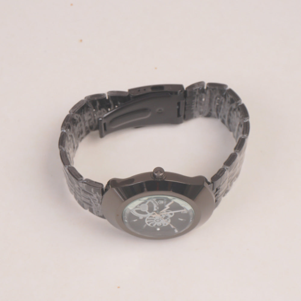 Black Chain Wrist Watch Black Dial