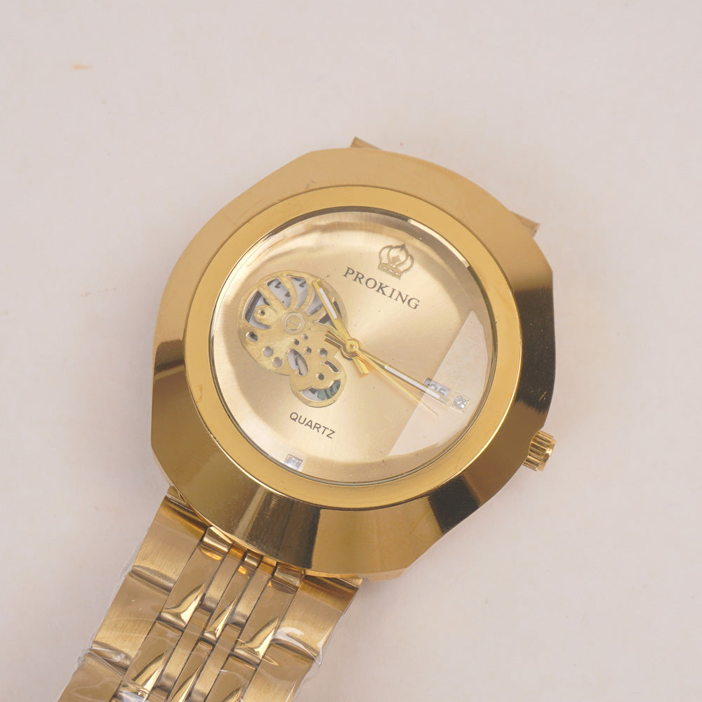 Golden Chain Wrist Watch Golden Dial