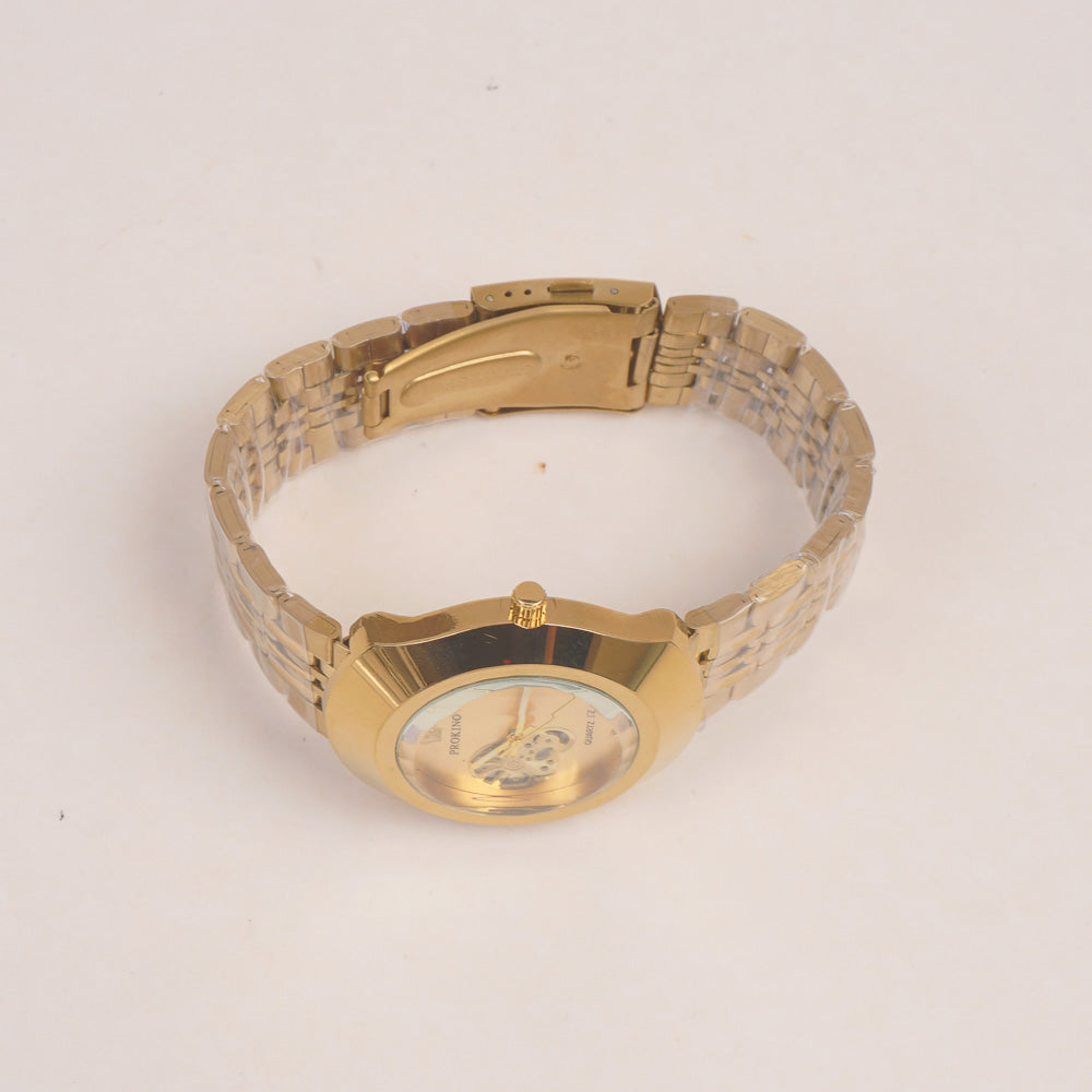 Golden Chain Wrist Watch Golden Dial