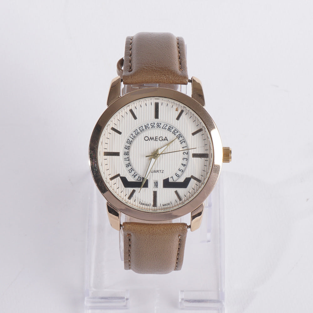 Men Casual Watch Brown with White Dial