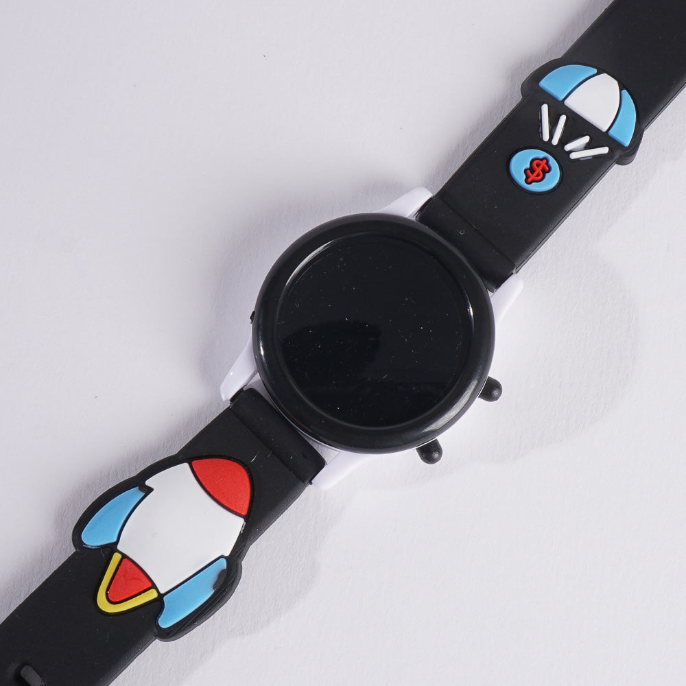 Digital LED KIDS Wrist Watch Black Rocket Design