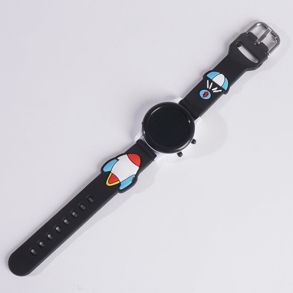 Digital LED KIDS Wrist Watch Black Rocket Design