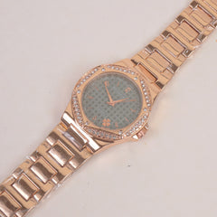 Women Chain Wrist Watch Rosegold Green Dial