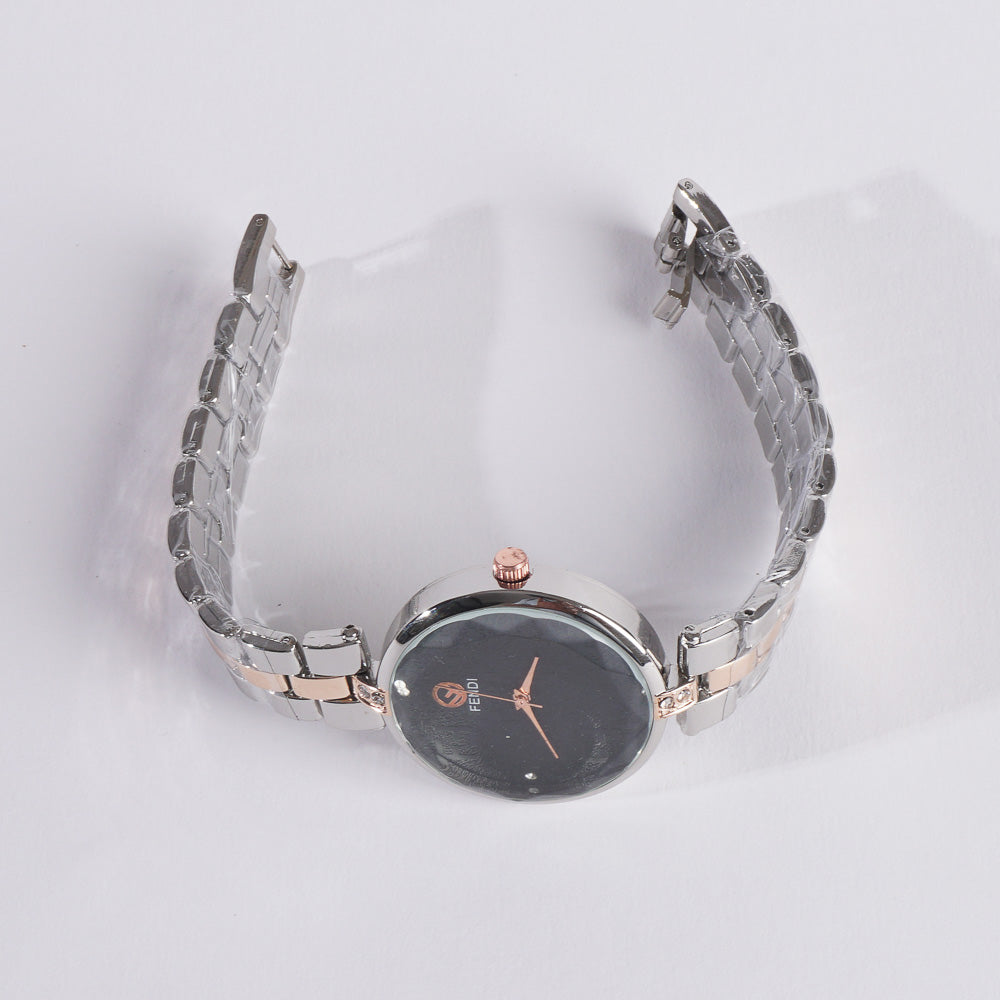 Two Tone Womens Silver Chain Wrist Watch F