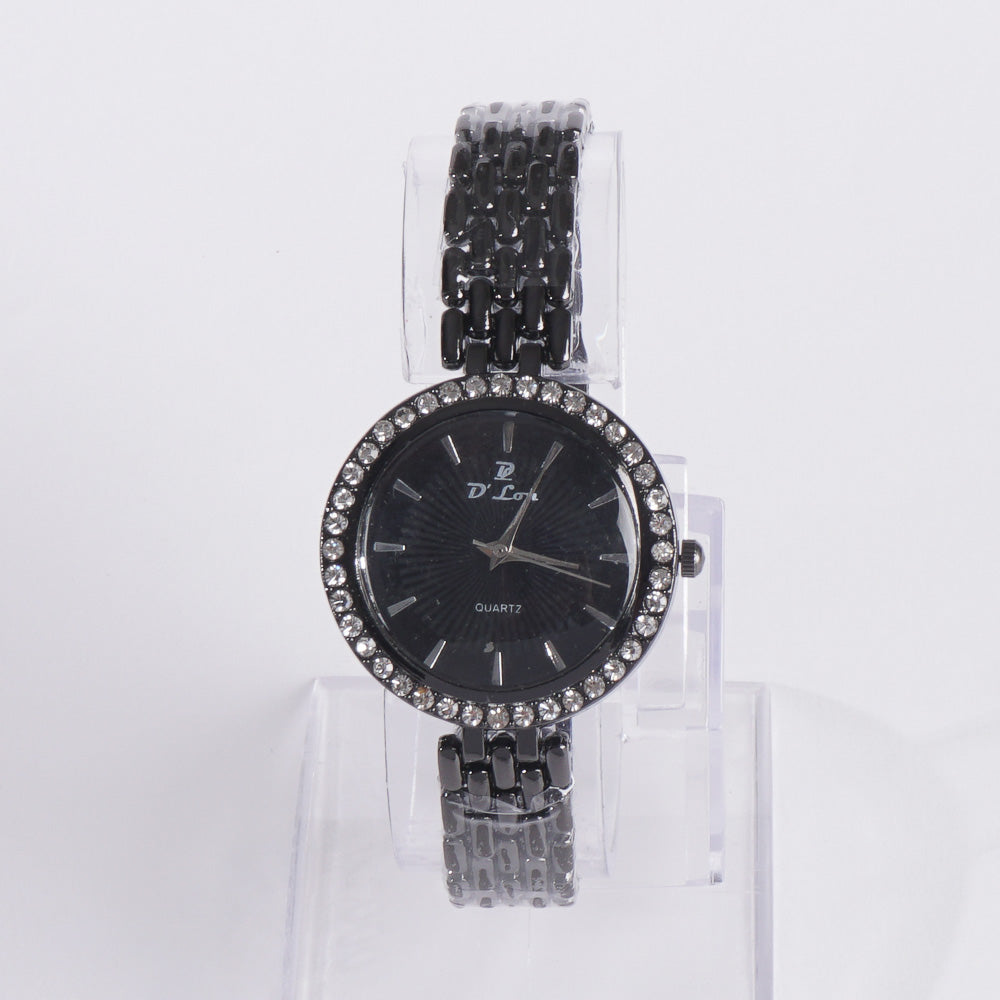 Womens Black Chain Wrist Watch