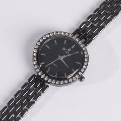 Womens Black Chain Wrist Watch