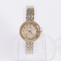 Two Tone Womens Chain Wrist Watch Golden