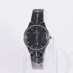 Womens Chain Wrist Watch Stone Black