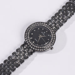 Dual Stone Womens Chain Wrist Watch Black