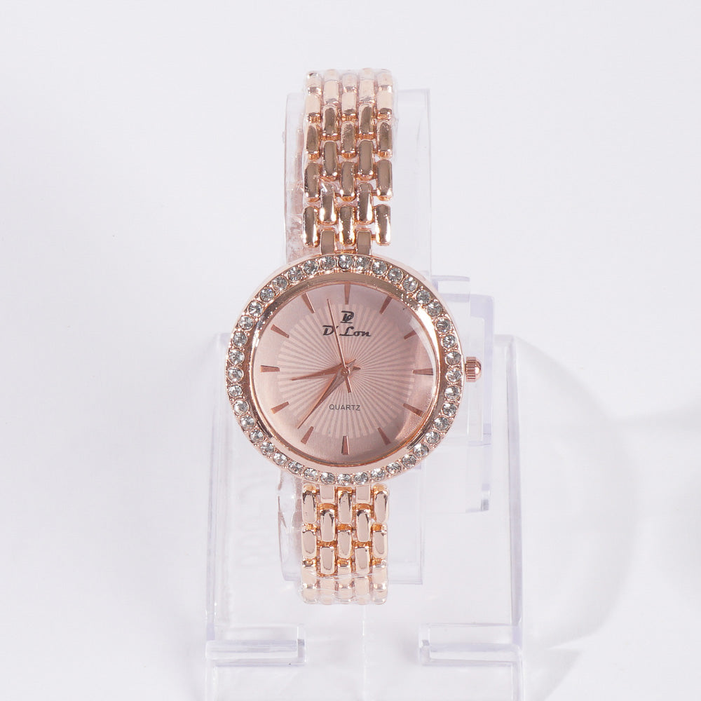 Womens Rosegold Chain Wrist Watch