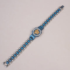 Two Tone Mens Blue Chain Bracelet V