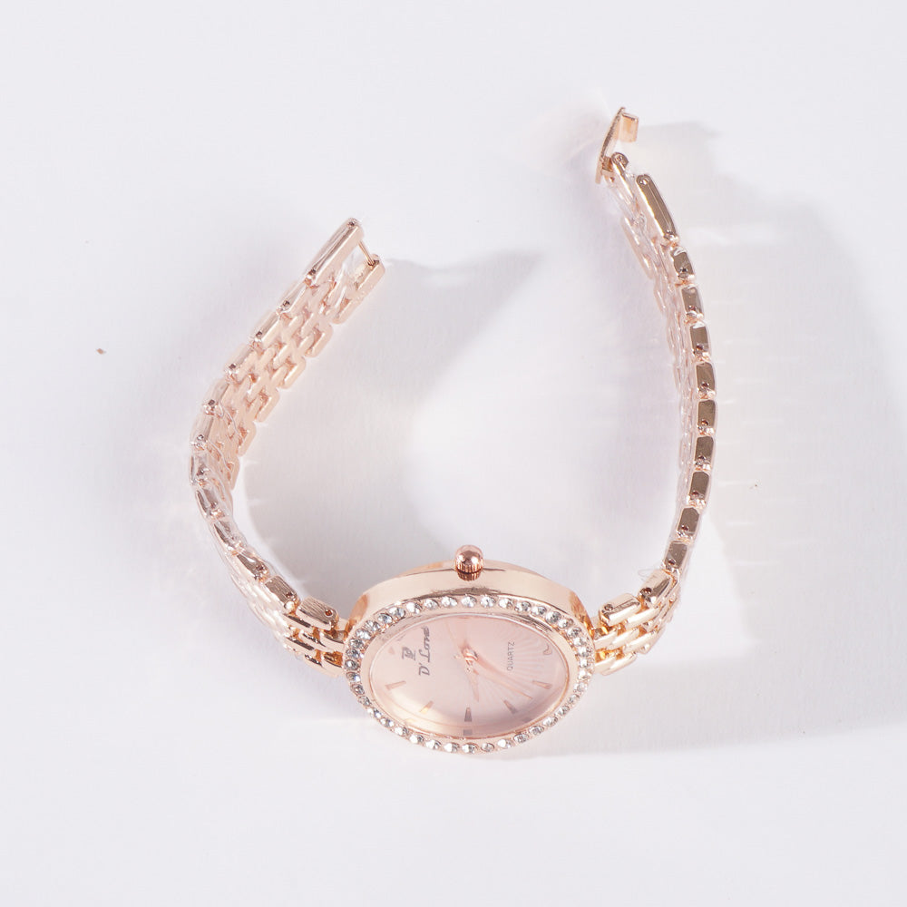 Womens Rosegold Chain Wrist Watch