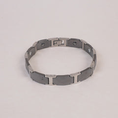 Mens Silver Black Chain Bracelet