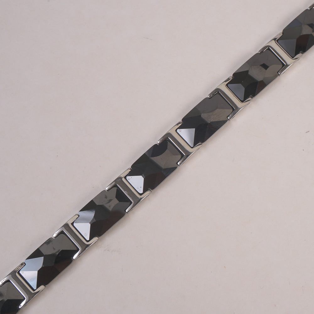 Mens Silver Black Chain Bracelet