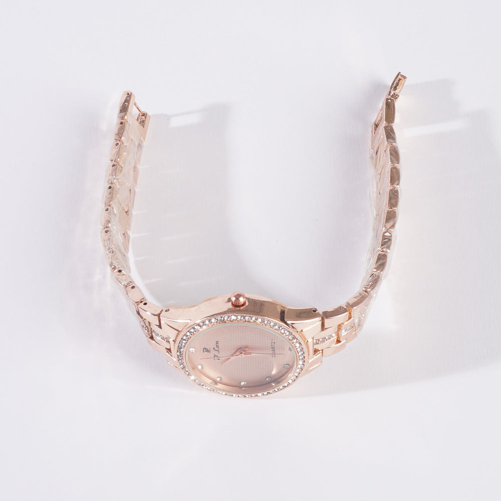 Womens Chain Wrist Watch Stone Rosegold