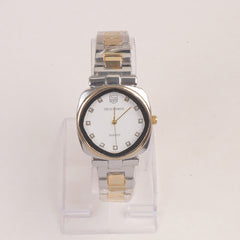 Two Tone Woman Chain Wrist Watch Silver with White Dial