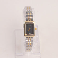 Two Tone Woman Chain Silver_Golden Wrist Watch Black Dial