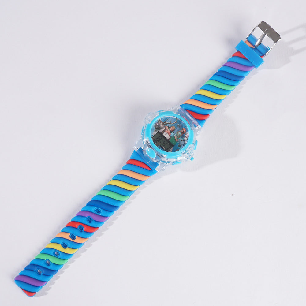 Rubber Strap Fashion Dial Wrist Watch Cyan