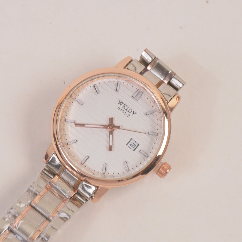 Two Tone Rosegold Womans Watch White Dial 6101-2