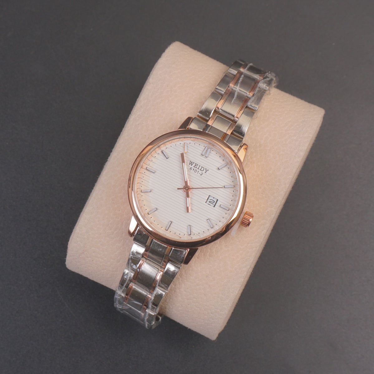 Two Tone Rosegold Womans Watch White Dial 6101-2