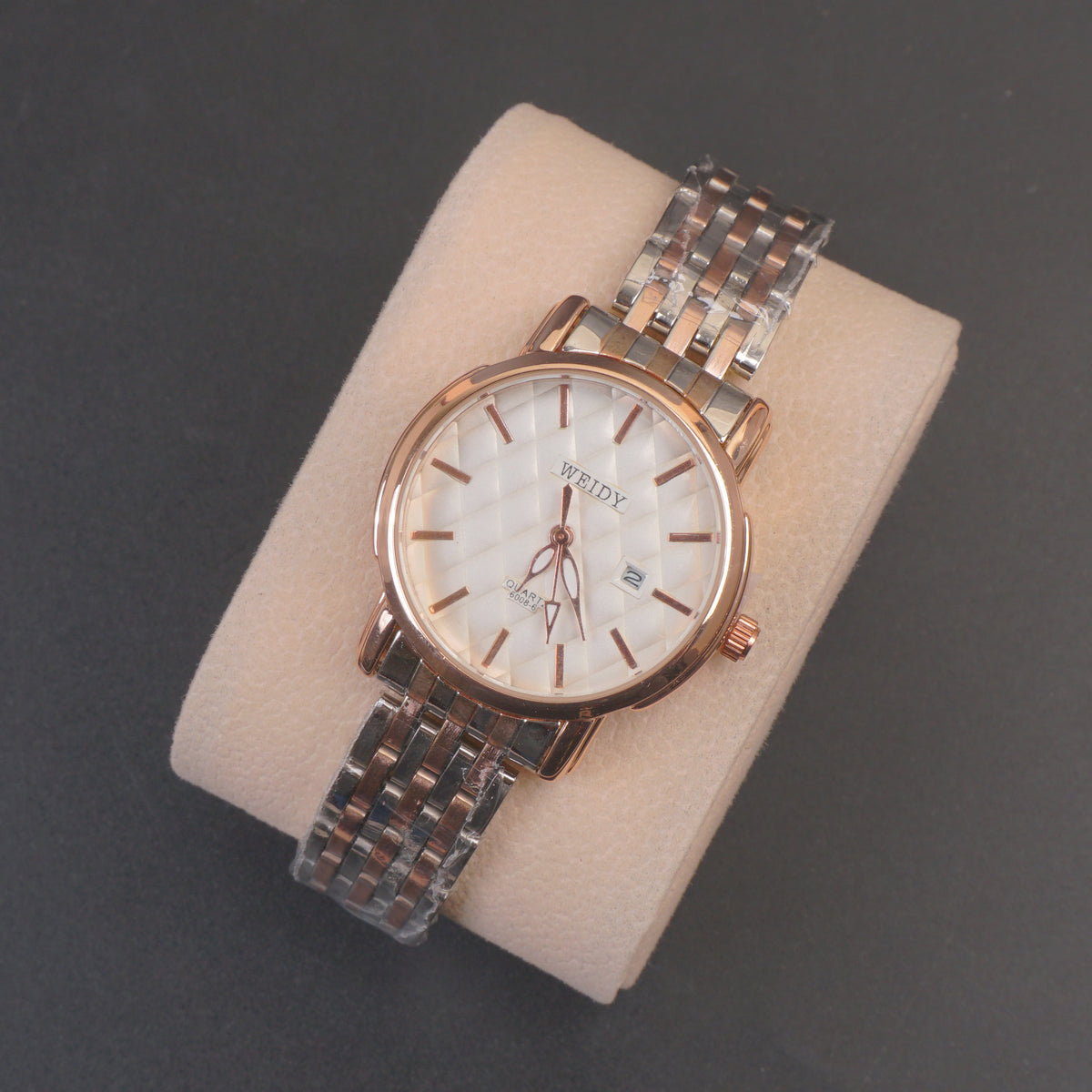 Two Tone Rosegold Womans Watch White Dial 6008-6