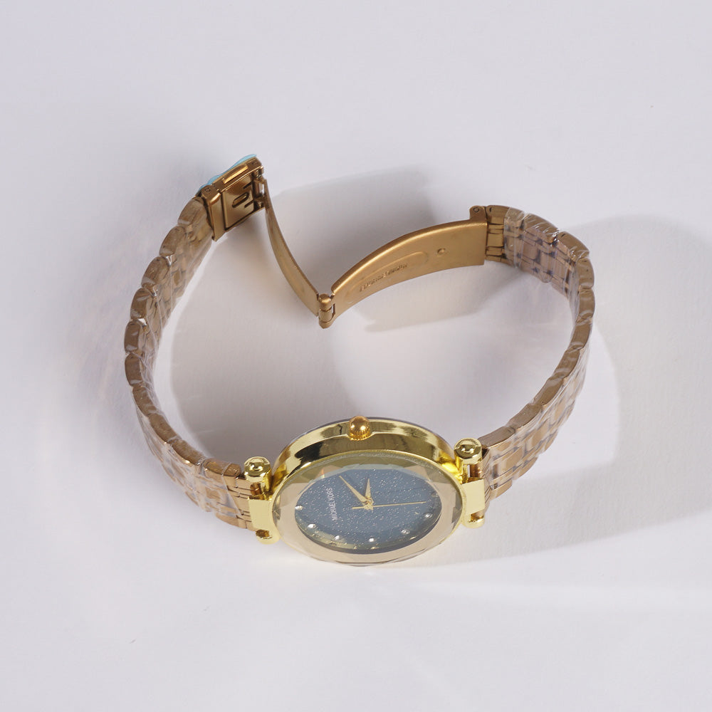 Women Stylish Chain Wrist Watch Golden_b