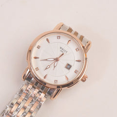 Two Tone Rosegold Womans Watch White Dial 6008-1