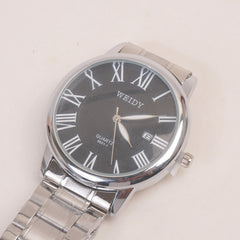 Mans Silver Chain Wrist Watch with Black Dial 8601-1