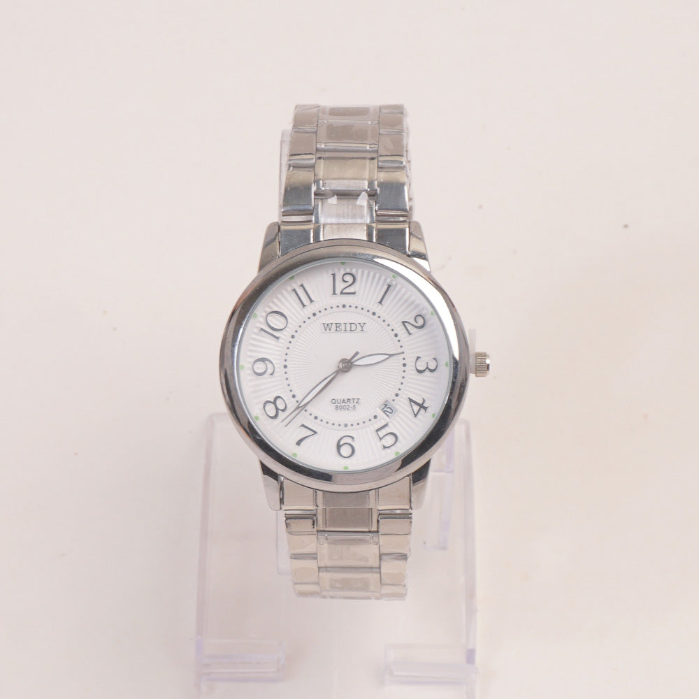 Mans Silver Chain Wrist Watch with White Dial 8002-5