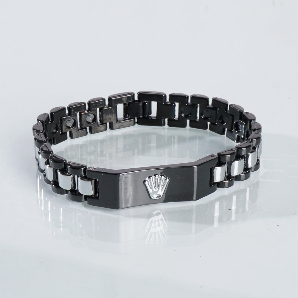 Two Tone Men Black Chain Bracelet R