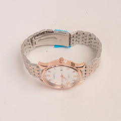 Two Tone Mans Rosegold Chain Wrist Watch with Silver Dial 8601-4