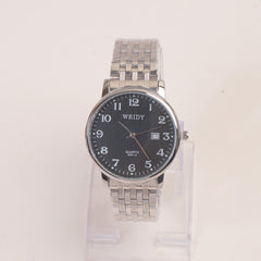 Mans Silver Chain Wrist Watch with Black Dial 6001-5