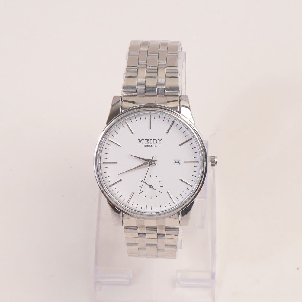 Mans Silver Chain Wrist Watch with White Dial 6004-4