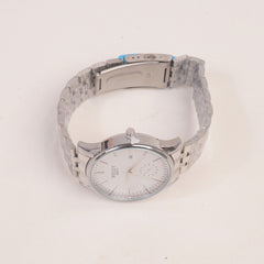 Mans Silver Chain Wrist Watch with White Dial 6004-4