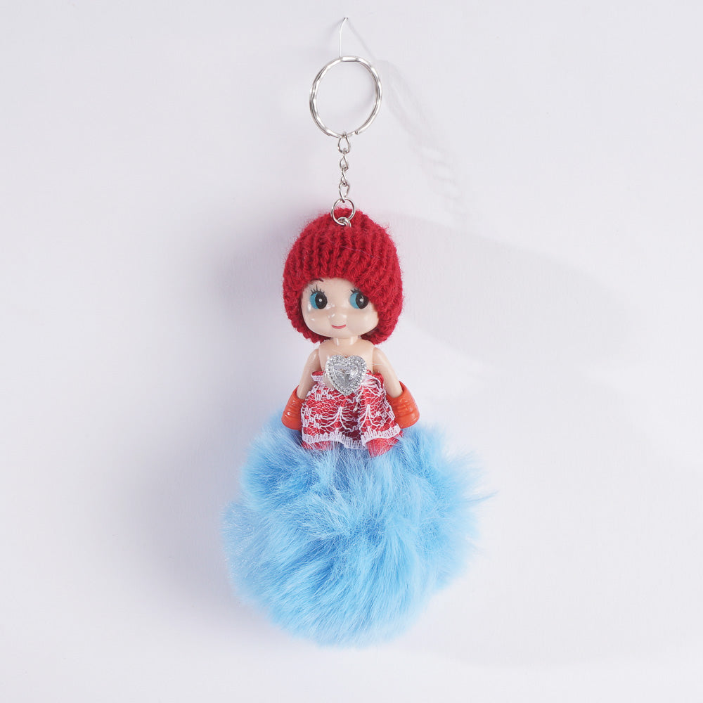 Key Chain Cute Fashion Kids Plush Doll Cyan