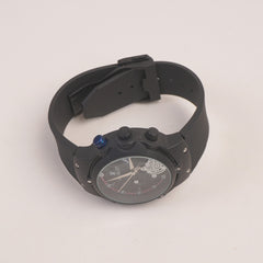 Black Strap Black Dial Men's Wrist Watch HB