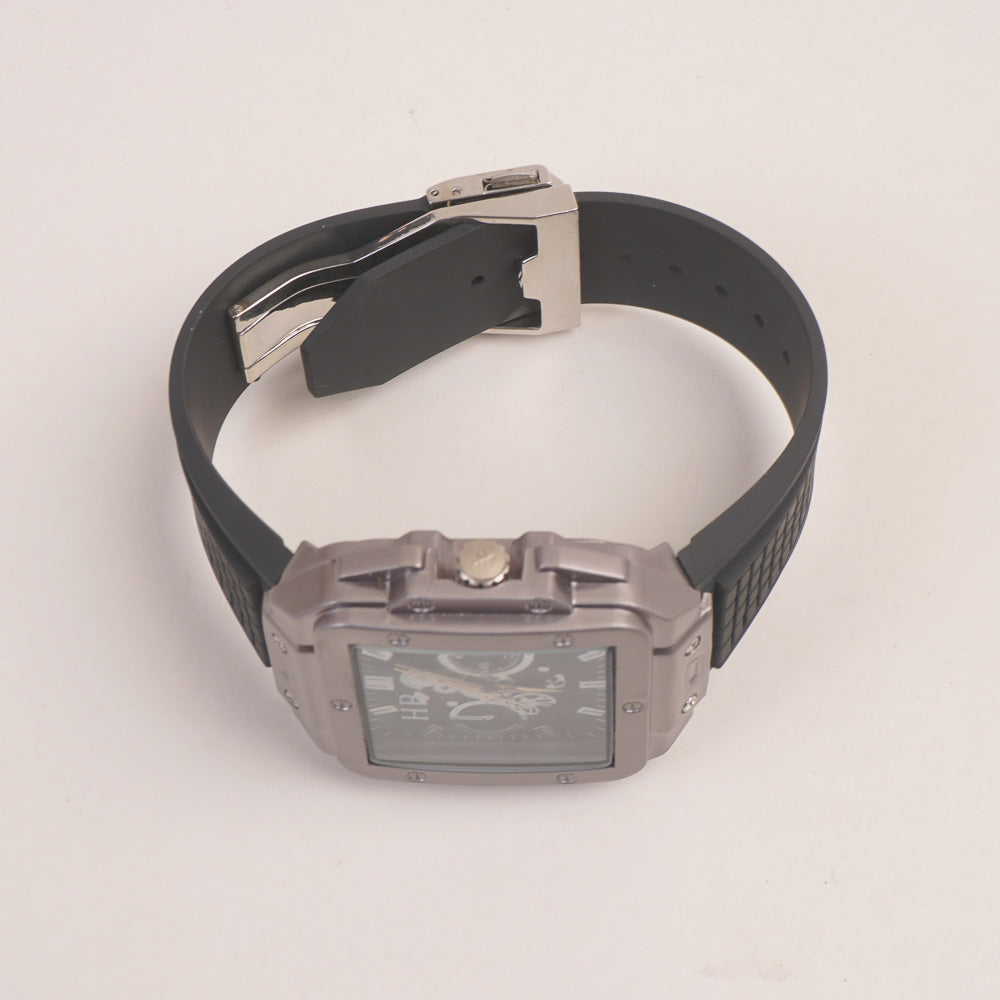 Men's Wrist Watch HB Black Strap Grey Dial