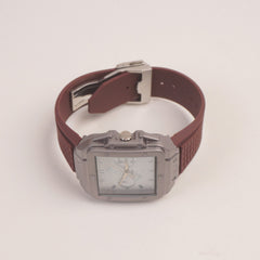 Men's Wrist Watch HB Brown Strap White Dial