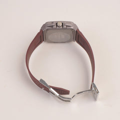 Men's Wrist Watch HB Brown Strap White Dial