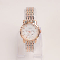 Two Tone Rosegold Womans Watch White Dial 6011-1