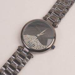 Women Chain Wrist Watch Black Dial