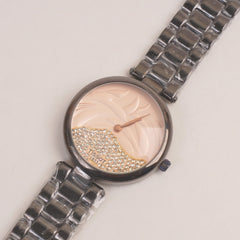 Women Chain Wrist Watch Black Pink Dial