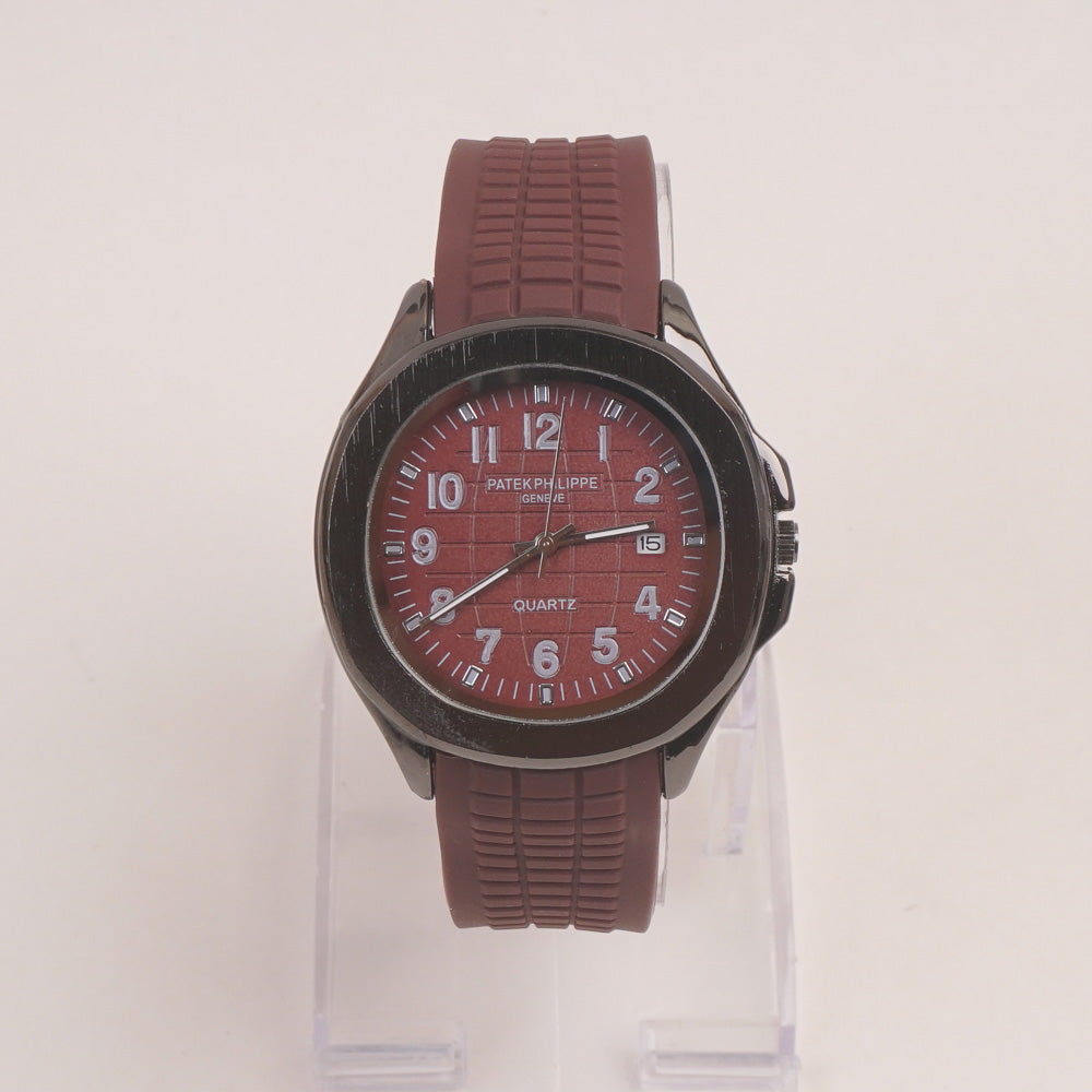 Brown Strap Black Dial Man's Wrist Watch PP