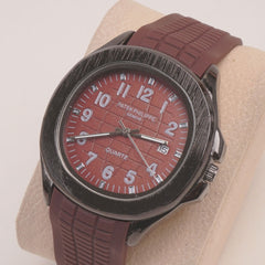 Brown Strap Black Dial Man's Wrist Watch PP