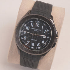 Black Strap Black Dial Man's Wrist Watch PP