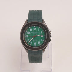 Green Strap Black Dial Man's Wrist Watch PP